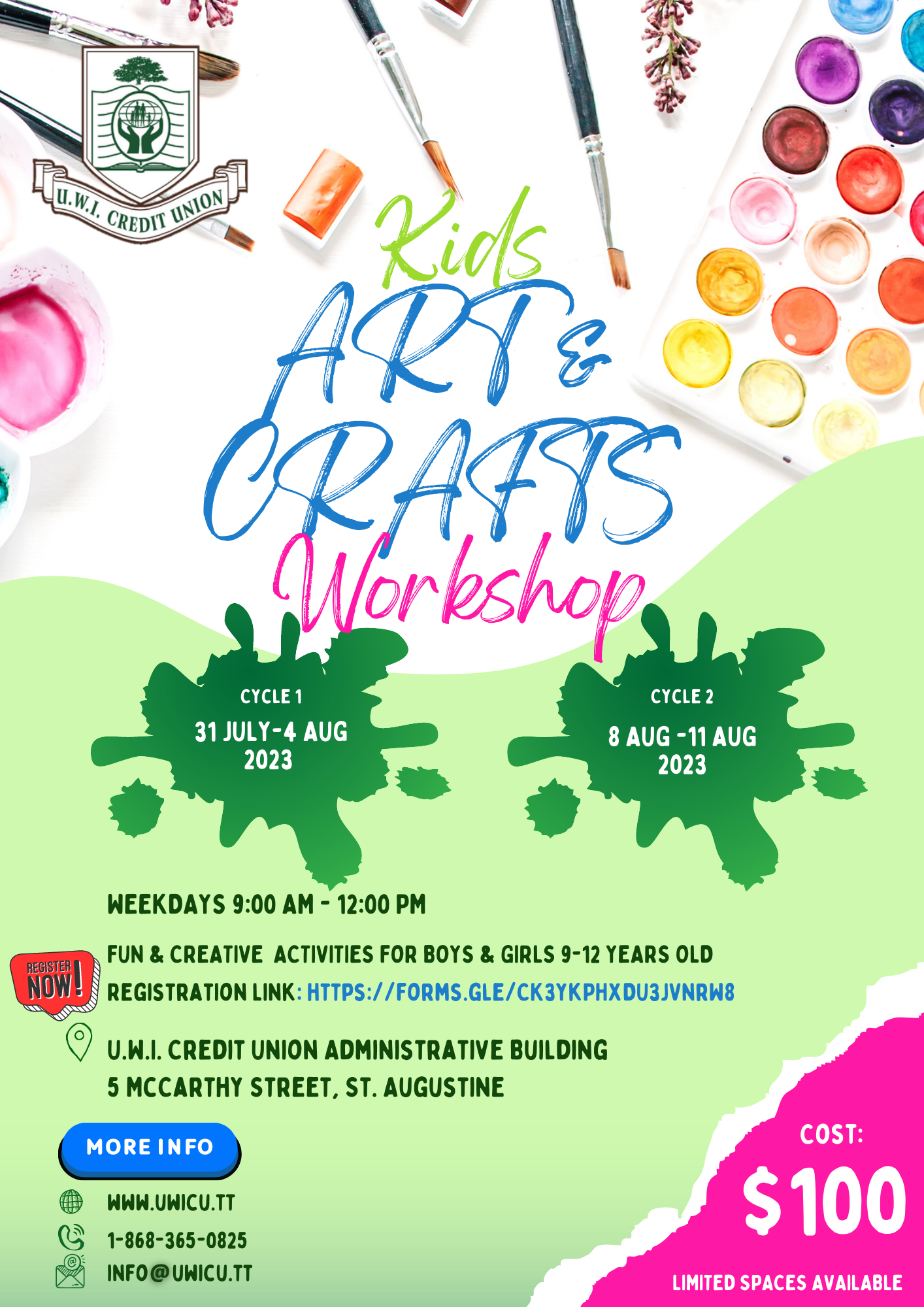 UWICU KIDS ART & CRAFTS WORKSHOP | UWI Credit Union