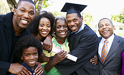 Family celebrating graduation